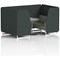 Brixworth 4 Seater Booth with Table, White Legs, Grey/Silver Table, Rivet Fabric, Charcoal Panels And Vitreous Sofa