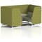 Brixworth 4 Seater Booth with Table, White Legs, Grey/Silver Table, Rivet Fabric, Olive Panels And Burnish Sofa