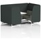 Brixworth 4 Seater Booth with Table, White Legs, White/Silver Table, Rivet Fabric, Charcoal Panels And Vitreous Sofa