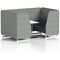 Brixworth 4 Seater Booth with Table, White Legs, White/Silver Table, Rivet Fabric, Prime Panels And Crucible Sofa