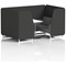 Brixworth 4 Seater Booth with Table, White Legs, White/Silver Table, Synergy Fabric, Mix Panels And Partner Sofa