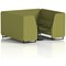 Brixworth 6 Seater Booth with Table, Black Legs, Black Table, Rivet Fabric, Olive Panels And Sofa
