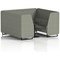 Brixworth 6 Seater Booth with Table, Black Legs, Black Table, Rivet Fabric, Vitreous Panels And Sofa