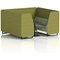 Brixworth 6 Seater Booth with Table, Black Legs, Black Table, Rivet Fabric, Olive Panels And Burnish Sofa