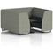 Brixworth 6 Seater Booth with Table, Black Legs, Black Table, Rivet Fabric, Vitreous Panels And Charcoal Sofa