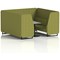 Brixworth 6 Seater Booth with Table, Black Legs, Grey/Black Table, Rivet Fabric, Olive Panels And Sofa