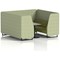 Brixworth 6 Seater Booth with Table, Black Legs, Grey/Black Table, Rivet Fabric, Burnish Panels And Olive Sofa