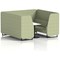 Brixworth 6 Seater Booth with Table, Black Legs, White/Black Table, Rivet Fabric, Burnish Panels And Sofa