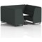 Brixworth 6 Seater Booth with Table, Black Legs, White/Black Table, Rivet Fabric, Charcoal Panels And Sofa