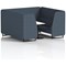 Brixworth 6 Seater Booth with Table, Black Legs, White/Black Table, Rivet Fabric, Crucible Panels And Sofa