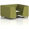 Brixworth 6 Seater Booth with Table, Black Legs, White/Black Table, Rivet Fabric, Olive Panels And Sofa