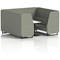 Brixworth 6 Seater Booth with Table, Black Legs, White/Black Table, Rivet Fabric, Vitreous Panels And Sofa