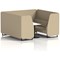 Brixworth 6 Seater Booth with Table, Black Legs, White/Black Table, Main Line Flax Fabric, Upminster Panels And Sofa