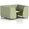Brixworth 6 Seater Booth with Table, Black Legs, White/Black Table, Rivet Fabric, Burnish Panels And Olive Sofa