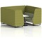 Brixworth 6 Seater Booth with Table, Black Legs, White/Black Table, Rivet Fabric, Olive Panels And Burnish Sofa