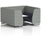 Brixworth 6 Seater Booth with Table, Black Legs, White/Black Table, Rivet Fabric, Prime Panels And Crucible Sofa