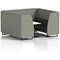 Brixworth 6 Seater Booth with Table, Black Legs, White/Black Table, Rivet Fabric, Vitreous Panels And Charcoal Sofa