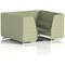 Brixworth 6 Seater Booth with Table, White Legs, Black/Silver Table, Rivet Fabric, Burnish Panels And Sofa