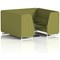 Brixworth 6 Seater Booth with Table, White Legs, Black/Silver Table, Rivet Fabric, Olive Panels And Sofa