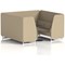 Brixworth 6 Seater Booth with Table, White Legs, Black/Silver Table, Main Line Flax Fabric, Upminster Panels And Sofa