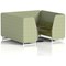 Brixworth 6 Seater Booth with Table, White Legs, Black/Silver Table, Rivet Fabric, Burnish Panels And Olive Sofa