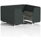 Brixworth 6 Seater Booth with Table, White Legs, Black/Silver Table, Rivet Fabric, Charcoal Panels And Vitreous Sofa