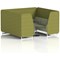 Brixworth 6 Seater Booth with Table, White Legs, Black/Silver Table, Rivet Fabric, Olive Panels And Burnish Sofa
