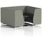 Brixworth 6 Seater Booth with Table, White Legs, Black/Silver Table, Rivet Fabric, Vitreous Panels And Charcoal Sofa