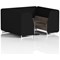 Brixworth 6 Seater Booth with Table, White Legs, Black/Silver Table, X2 Fabric, Diameter Panels And Theory Sofa