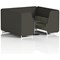 Brixworth 6 Seater Booth with Table, White Legs, Black/Silver Table, Main Line Flax Fabric, Temple Panels And Monument Sofa