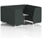Brixworth 6 Seater Booth with Table, White Legs, Grey/Silver Table, Rivet Fabric, Charcoal Panels And Sofa