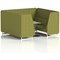 Brixworth 6 Seater Booth with Table, White Legs, Grey/Silver Table, Rivet Fabric, Olive Panels And Sofa