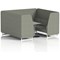 Brixworth 6 Seater Booth with Table, White Legs, Grey/Silver Table, Rivet Fabric, Vitreous Panels And Sofa