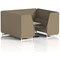 Brixworth 6 Seater Booth with Table, White Legs, Grey/Silver Table, Main Line Flax Fabric, Bank Panels And Sofa
