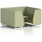 Brixworth 6 Seater Booth with Table, White Legs, Grey/Silver Table, Rivet Fabric, Burnish Panels And Olive Sofa