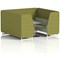 Brixworth 6 Seater Booth with Table, White Legs, Grey/Silver Table, Rivet Fabric, Olive Panels And Burnish Sofa