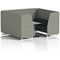 Brixworth 6 Seater Booth with Table, White Legs, Grey/Silver Table, Rivet Fabric, Vitreous Panels And Charcoal Sofa