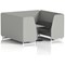 Brixworth 6 Seater Booth with Table, White Legs, Grey/Silver Table, Sumi Fabric, Tokyo Panels And Kobe Sofa