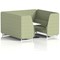 Brixworth 6 Seater Booth with Table, White Legs, White/Silver Table, Rivet Fabric, Burnish Panels And Sofa