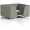 Brixworth 6 Seater Booth with Table, White Legs, White/Silver Table, Rivet Fabric, Vitreous Panels And Sofa