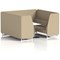 Brixworth 6 Seater Booth with Table, White Legs, White/Silver Table, Main Line Flax Fabric, Upminster Panels And Sofa