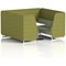 Brixworth 6 Seater Booth with Table, White Legs, White/Silver Table, Rivet Fabric, Olive Panels And Burnish Sofa