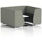 Brixworth 6 Seater Booth with Table, White Legs, White/Silver Table, Rivet Fabric, Vitreous Panels And Charcoal Sofa