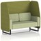 Brixworth 2 Seater Open Booth, Black Legs, Rivet Fabric, Olive Panels And Burnish Sofa