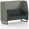 Brixworth 2 Seater Open Booth, Black Legs, Rivet Fabric, Vitreous Panels And Charcoal Sofa