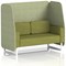 Brixworth 2 Seater Open Booth, White Legs, Rivet Fabric, Burnish Panels And Olive Sofa
