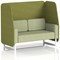 Brixworth 2 Seater Open Booth, White Legs, Rivet Fabric, Olive Panels And Burnish Sofa
