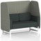 Brixworth 2 Seater Open Booth, White Legs, Rivet Fabric, Vitreous Panels And Charcoal Sofa