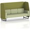 Brixworth 3 Seater Open Booth, Black Legs, Rivet Fabric, Olive Panels And Burnish Sofa