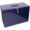Cathedral Metal File Box Home Office Foolscap Blue